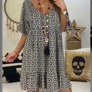 Black Floral Babydoll Dress- New with tags